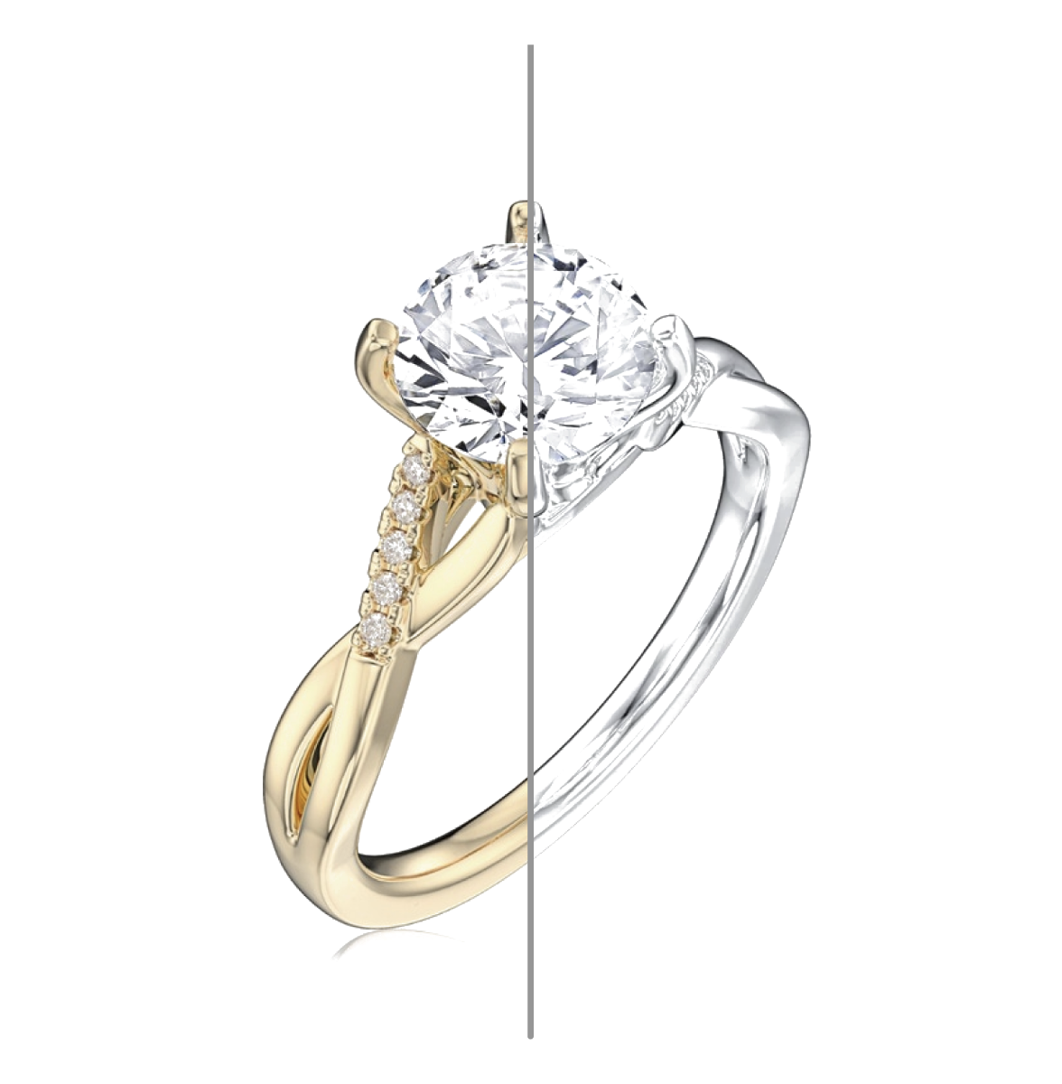 Ring in yellow gold and white gold